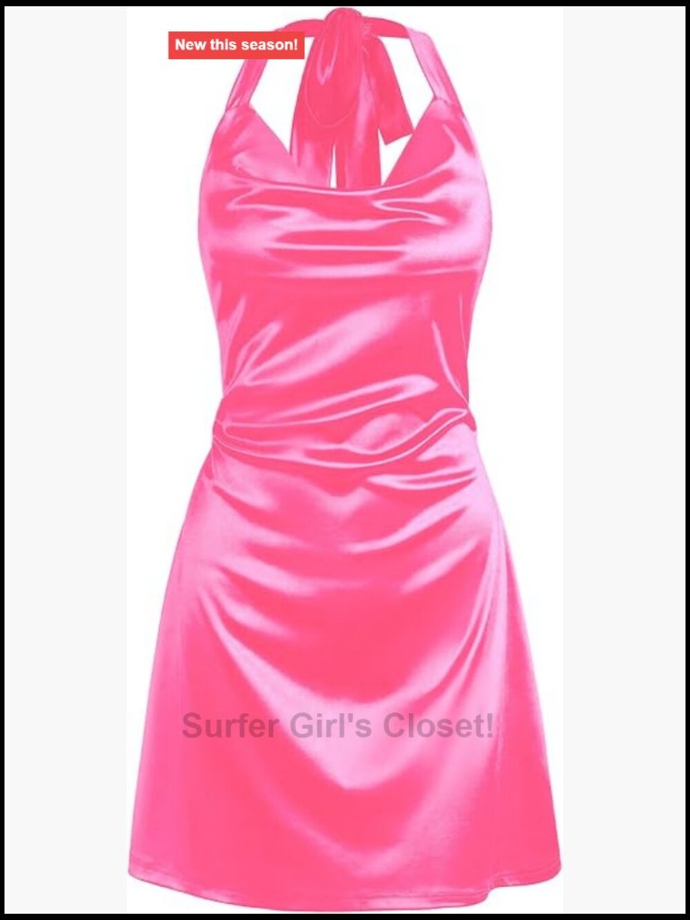 Satin Halterneck Open Back Mini Dress Club Party Slim Fit